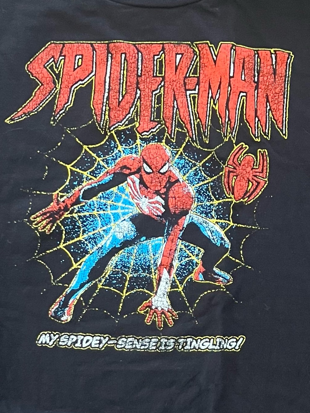 Marvel Spider-Man 'Spidey Sense' Black Tee with Red & Blue Graphic 3XL